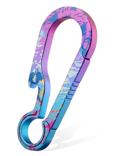 Teal Titanium Carabiner Keychain Clip 2.6 Inch Heavy Duty Outdoor Key Holder