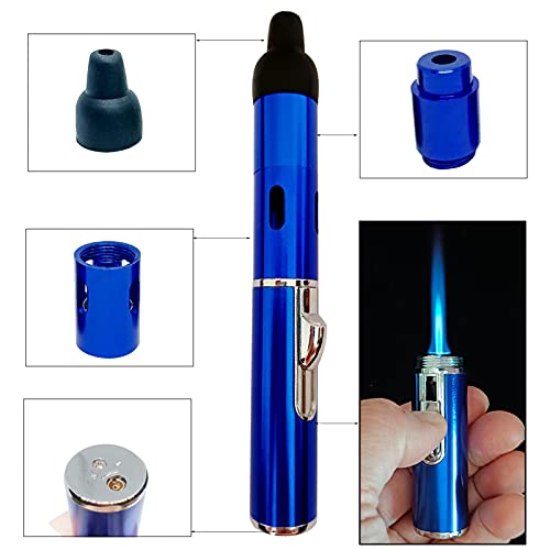 Refillable Long Torch Lighter with Windproof Jet Flame - Adjustable Gas, 2 Pack Blue