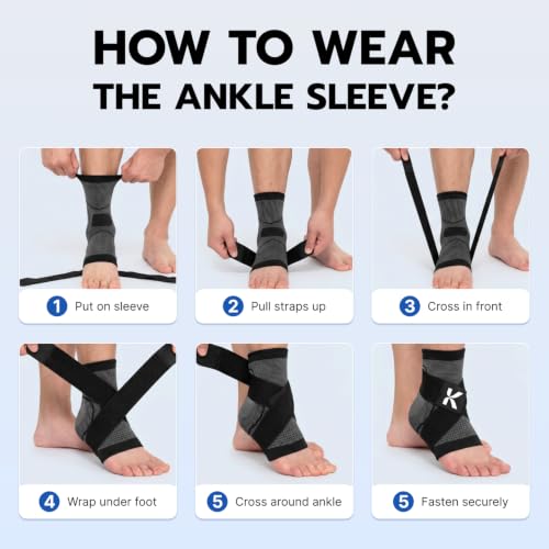 X-Large Ankle Compression Sleeve & Brace for Plantar Fasciitis Relief - Black