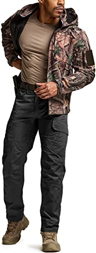 Men's Tactical Cargo Pants Black 32W x 34L Water-Resistant Ripstop