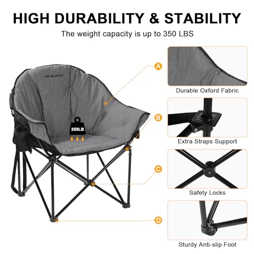 RELEASE Oversized Heated Camping Chair with Fully Padded Back & Seat - Grey