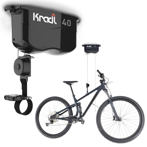 Kradl Spring-Powered Ceiling Bike Hoist & Rack 40lb Capacity for Garage Storage