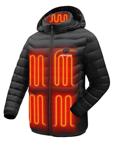 Venustas Unisex Heated Jacket Large Black with Battery - Up to 20H Warmth