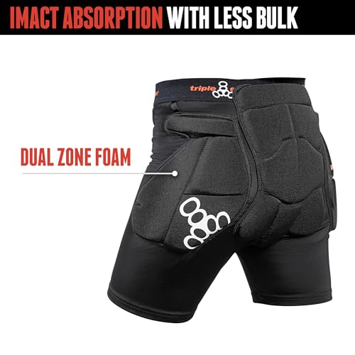 Triple Eight Bumsaver II Padded Impact Shorts for Skateboarding & Snowboarding - Large Black