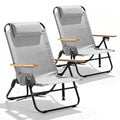 Canpsky Light Grey 2-Pack 5-Position Reclining Camping Chairs Portable Foldable Outdoor Seating