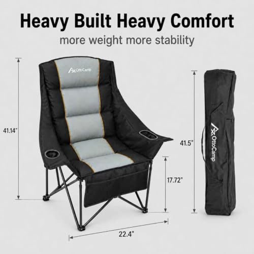 OttoCamp 1 Pack Oversized Padded Camping Chairs for Adults - Foldable & Water-Resistant