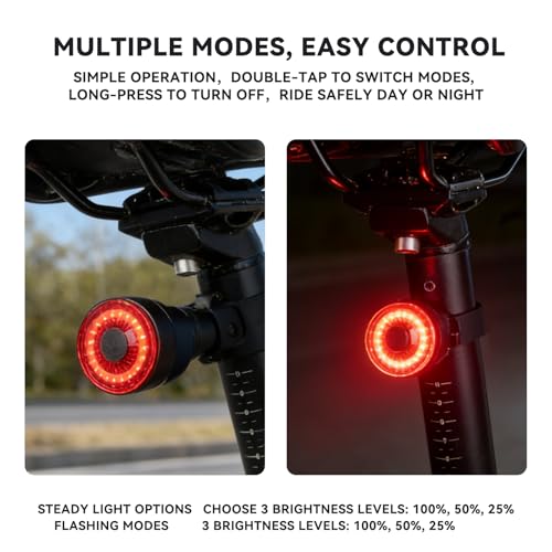 USB Rechargeable Bicycle Tail Light with COB LEDs - Waterproof Bike Rear Light