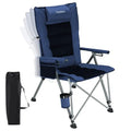 Heavy Duty Folding Camping Chair with Adjustable Feet - Blue, 400Lb Capacity