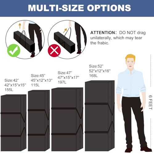 Extra Large 52-Inch Sports Duffle Bag 160L Travel Luggage Set - Black 2 Pack