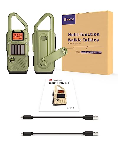 Emergency Walkie Talkies with NOAA Weather Alerts & FM Radio, 10-Mile Range, Solar & Crank Power