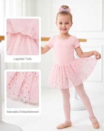 Girls Ballet Leotard with Sequin Tutu Dress Toddler Dance Outfit 4-5T - Ballet Pink