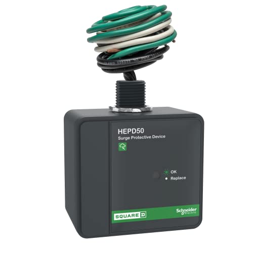 Square D 50kA Surge Protection Device HEPD50 for Whole House, 120/240V, 1-Phase, Black