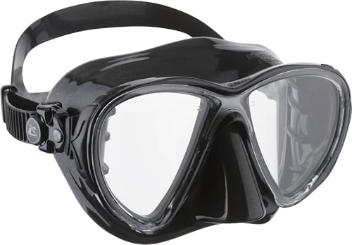 Black Big Eyes Evolution Scuba Diving Mask with Inclined Tear Drop Lenses - Made in Italy