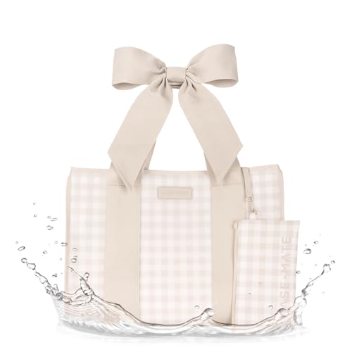 Jelly Tote Bag with Gingham Latte Variation Waterproof & Washable