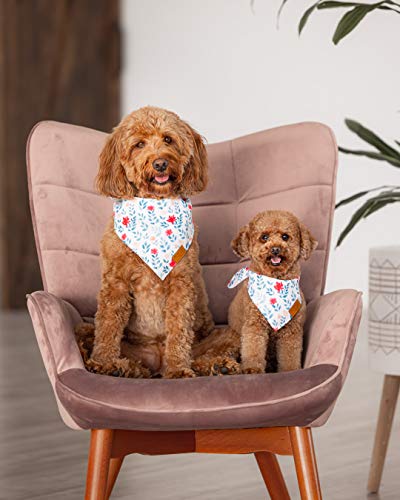 Large Dog Bandanas 4 Pack - Floral Summer Pet Accessories, Adjustable Fit