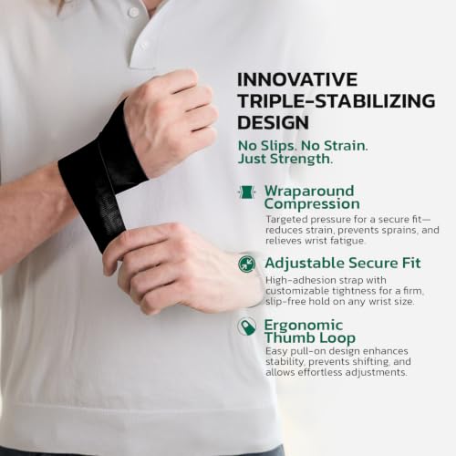 Support Wrist Brace for Carpal Tunnel Tendonitis Pain Relief Black - Reinforced