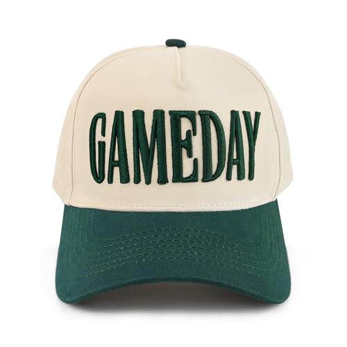 Vintage Embroidered Football Gameday Hat - Dark Green, Game Day Edition