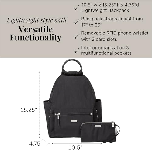 Women's RFID Phone Wristlet Backpack - Heritage Black, One Size