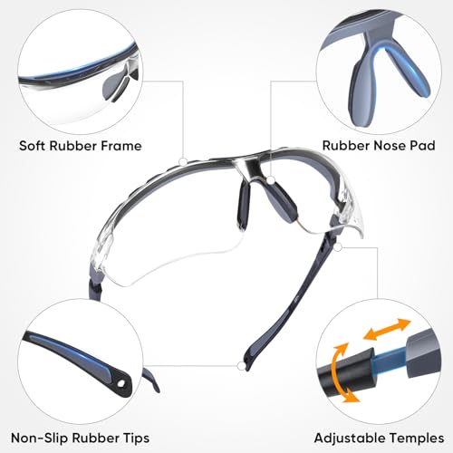 TICONN 10 Pack Anti-Fog Safety Glasses for Men & Women, Clear UV Impact-Resistant