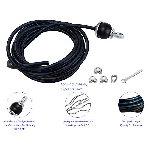 Adjustable Lat Pulldown Cable Rope for Home Gym Fitness Equipment - 118 Inch
