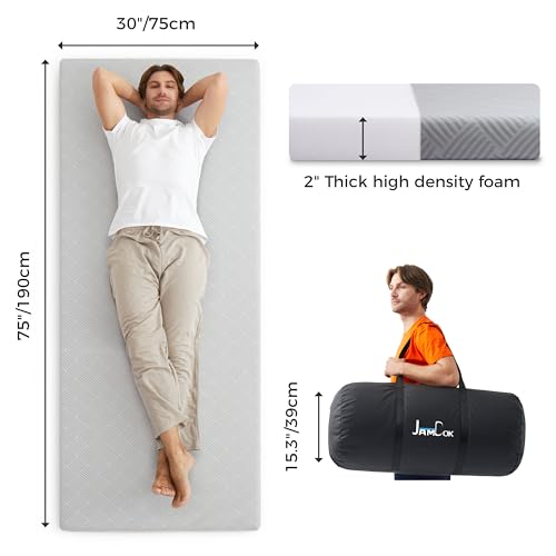 Jamdok Cooling Foam Camping Mattress Waterproof Light Gray 75x30x2"