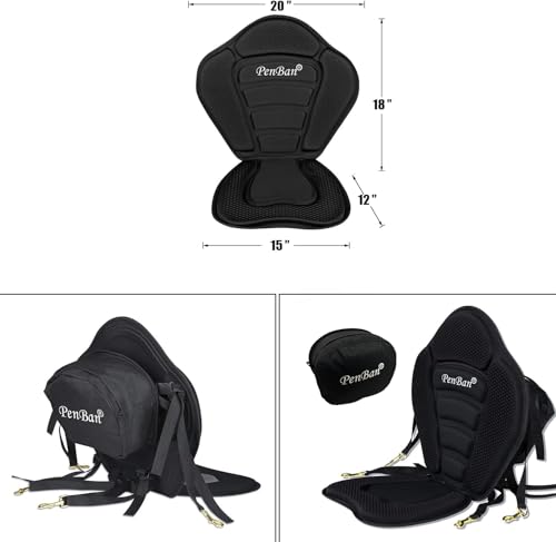 2 Pack Kayak Seat Cushions with Back Support and Waterproof Storage Bag - PenBan Deluxe