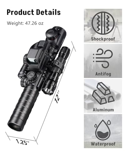 MidTen 5-in-1 Scope Combo with Illuminated Scope Laser & Red/Green Dot Sight, Rangefinder & Mount, Green Variant
