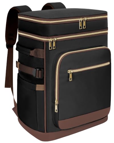 Leak Proof Insulated Backpack Cooler 48 Cans Waterproof Black