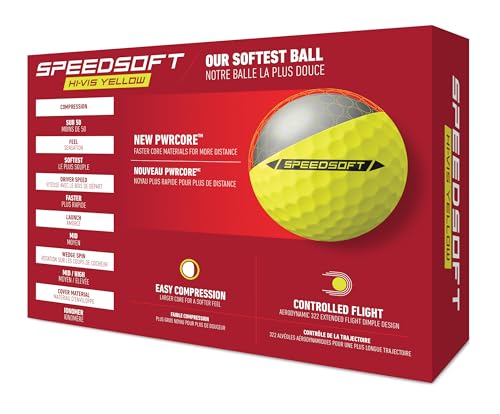 TaylorMade Speedsoft Ink Golf Ball - Yellow, 12 Pack, Low Compression, Bright Visibility