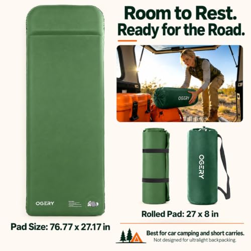 OGERY Self-Inflating Memory Foam Sleeping Pad - 3 Inch Camping Mattress