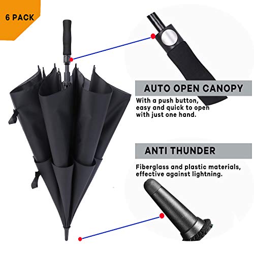 MRTLLOA 6-Pack Windproof Double Canopy Golf Umbrella 62 Inch Black - Extra Large Sun & Rain Protection