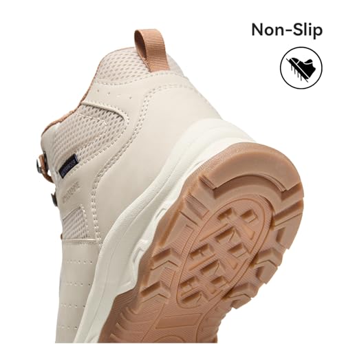 Women's Waterproof Hiking Boots - Lightweight Non-Slip Outdoor Footwear Beige 9