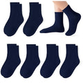 Kids Socks Boys Girls Athletic Crew Socks Seamless Toe Cotton 6 Pairs - Medium Navy