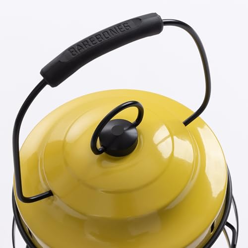 Vintage Rechargeable LED Camping Lantern - Dusty Yellow, Adjustable Brightness, Battery Operated Outdoor Light