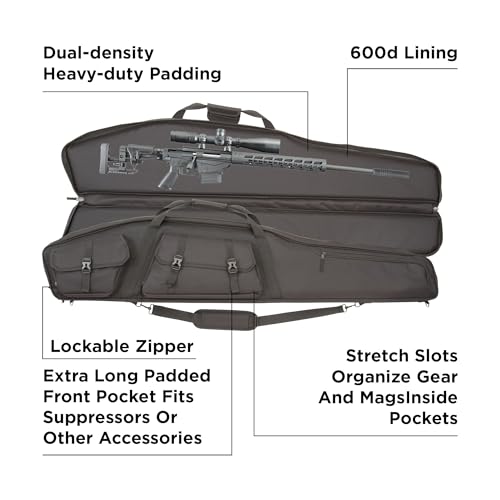 Allen Tactical Rifle Case 55IN Black — Padded Scoped Gun Bag with Suppressor Pocket