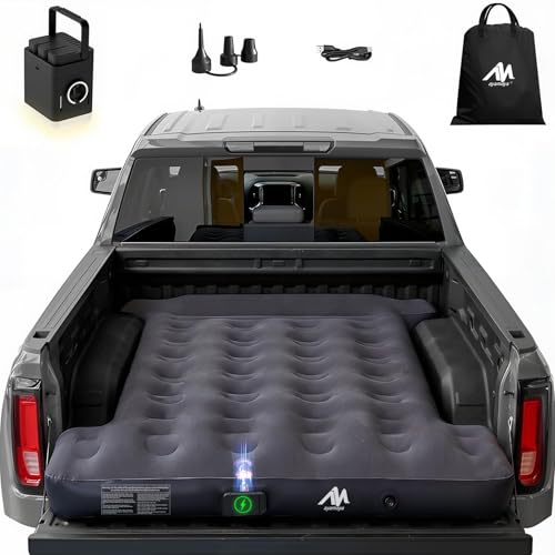 AYAMAYA 5.5-5.8ft Truck Bed Air Mattress with Built-In Rechargeable Pump, Portable Camping Bed
