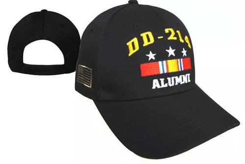 DD 214 National Defense All Branches Military Approved Embroidered Black Cap Licensed