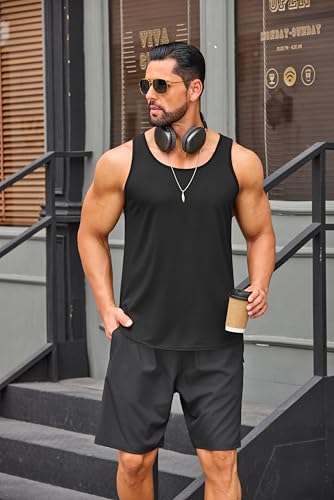 Men's Quick Dry Workout Tank Top 3 Pack - Gym Muscle Sleeveless T-Shirts