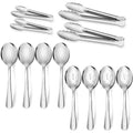 Silver 12-Piece Stainless Steel Serving Utensil Set with Tongs & Spoons
