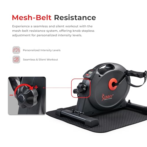 Sunny Health & Fitness Smart Mini Cycle Dark Grey - Under Desk Pedal Exerciser for Arm & Leg Workout