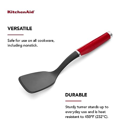 KitchenAid Classic Solid Turner - Red, 13.5x3.3 Inch, Heat-Resistant Handle