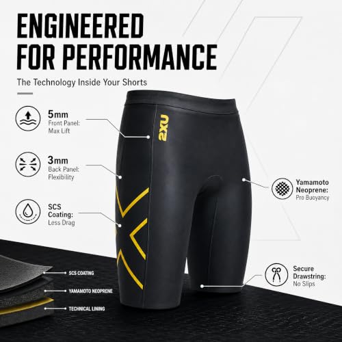 Large Black 2XU Propel Buoyancy Shorts - Neoprene Swim Training for Triathlon
