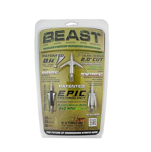 Titanium Broadheads for Hunting - Fast Deploying, Bone-Evading 125 Grain 2 Pack