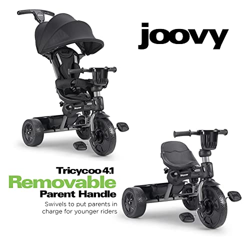 Joovy Tricycoo 4.1 Kids Tricycle Black - 4 Adjustable Stages with Push Handle
