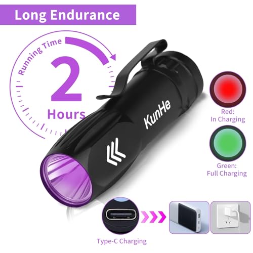 KunHe 40 Pack Mini UV 395nm Flashlights Rechargeable for Stain Detection & Cleaning