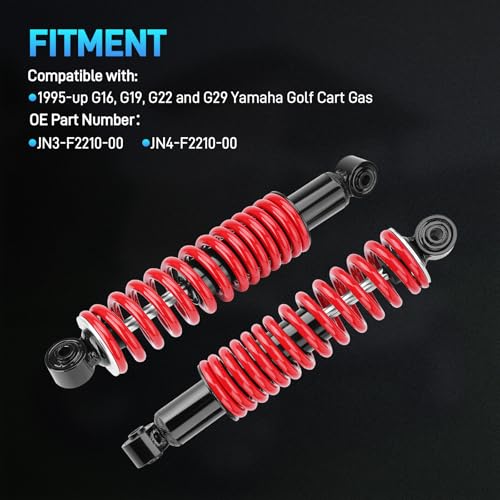 Red Heavy Duty Rear Golf Cart Shock Absorbers for Yamaha G14-G29 Models - Spring Suspension