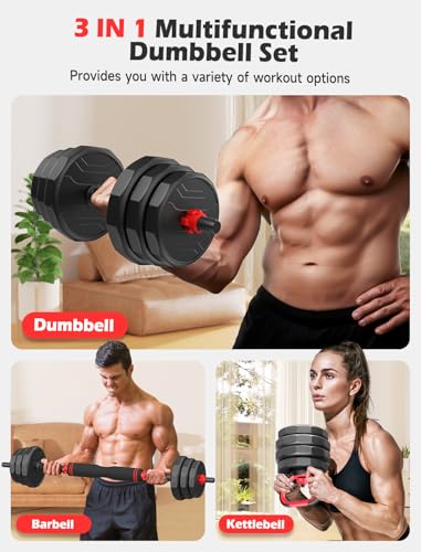 UKEEP 3-in-1 Adjustable Dumbbell Set 55LB - Versatile Home Gym Weights