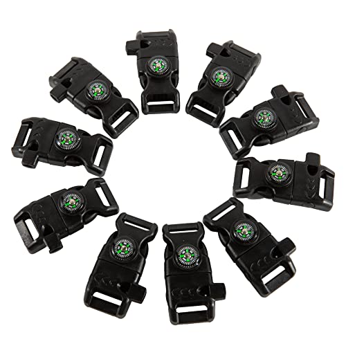 Emergency Whistle Buckle with Compass Fire Starter & Flint for Camping Survival