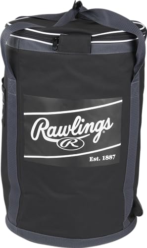 Baseball & Softball Ball Bucket Bag 6 Dozen Capacity with Removable Top - Black/Grey Variation of THIS listing