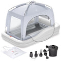 QPAU Inflatable Kids Air Mattress with Tent & Fast Electric Pump - Grey, Ages 3+